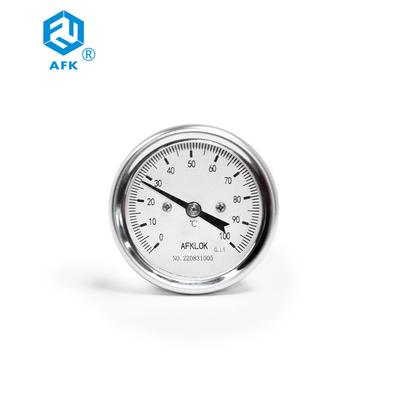 AFK Industrial SS Flange Mount Stem Thermometer Dial Axial Quick Chuck Bi Metal